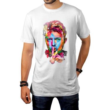 Imagem de Camisa David Bowie Rock Cantor Musica Algodão Varias Cores Camisa Camiseta Manga Curta Blusa Branca Preta Cinza Verde Azul Vermelho Pronta-entrega 100% Algodão P M G gg