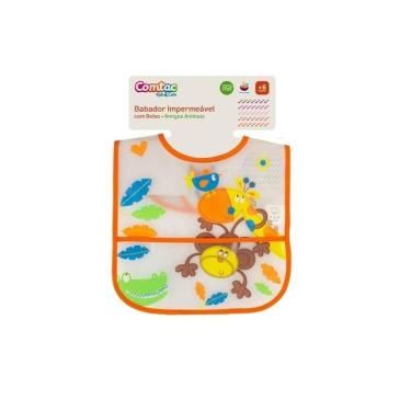 Imagem de Babador Impermeável Com Bolso Amigos Animais Comtac 4388