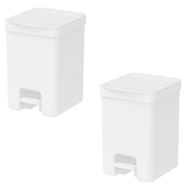 Imagem de Kit 2 Lixeiras Com Pedal 6 Litros Porta Cesto Lixo Plástica Banheiro Cozinha Trium - Ou