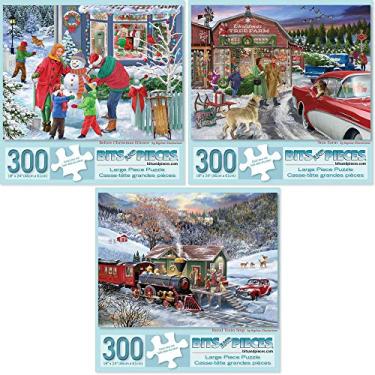 Imagem de Bits and Pieces – Value Set of Three 300 Piece Jigsaw Puzzles for Adults – Home for The Holidays Jigsaw Puzzles by Artist Bigelow Illustrations, Completed Puzzle Size: 18" x 24"