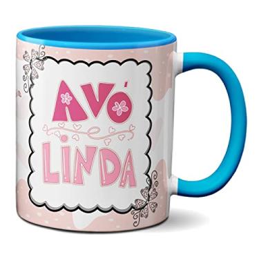 Imagem de Caneca Dia Dos Avós Chaleira e Xícara Fofo Avó Linda (Azul)
