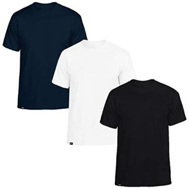 Imagem de Kit com 3 Camisetas Básicas Masculinas Slim Tee T-Shirt – Preto - Branco - Marinho – M