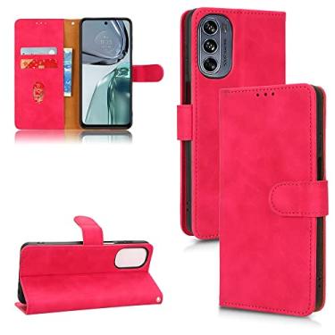 Imagem de HONGYAN Capa de telefone Para Motorola Moto G62 Selp Feel Flip Leather Case de telefone Capa protetora