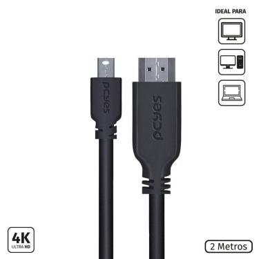 Imagem de Cabo Mini Displayport Macho Para Hdmi 2.0 Macho 2 Metros - P