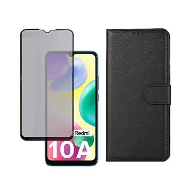 Imagem de Kit Capa Carteira Flip + Pelicula Privacidade Compatível Xiaomi Redmi Note 11 Redmi 10C Poco X4 Pro M4 Pro (Redmi 10A)