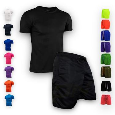 Imagem de Kit Shorts Bermuda + Camiseta Fitness Academia masculina poliamida 284