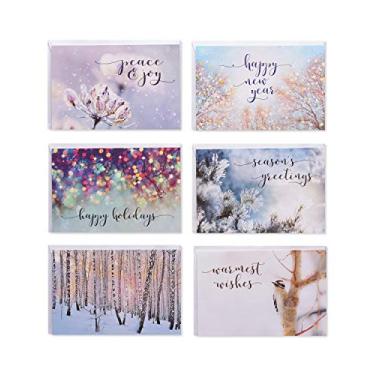 Imagem de American Greetings Cartões de Natal em branco com envelopes, natureza de inverno (48 unidades)
