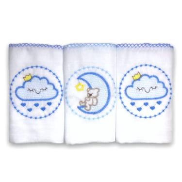 Imagem de Kit Enxoval com 3 Fraldas De Pano (Nuvem Azul)