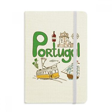 Imagem de Caderno com estampa de marco de Portugal com símbolo nacional, capa dura de tecido, diário clássico