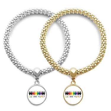 Imagem de DIYthinker LGBT Bandeira de arco-íris We are Family Lover bracelete pingente joias corrente presente para casais