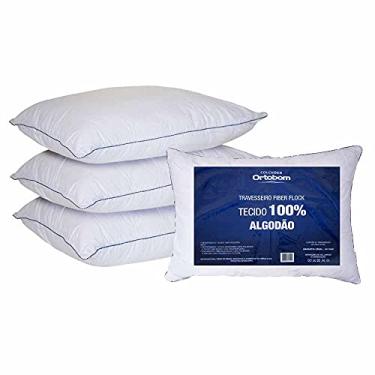 Imagem de Kit 04 Travesseiros Fiber Flock Luxo Perfil Alto 100% Algodão - Ortobom