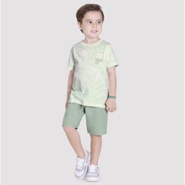 Imagem de Conjunto Menino Alazazoo Camiseta E Bermuda Sarja Cor Verde - Alakazoo