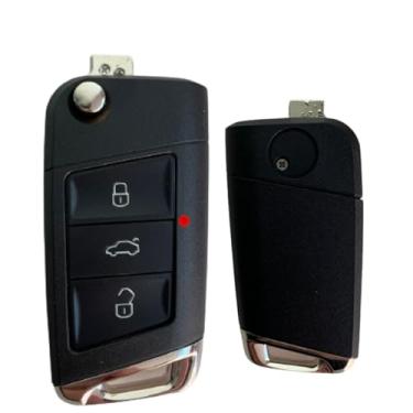 Imagem de Chave Canivete Compatível com Volkswagen VW Novo Polo Golf MK7 3 Botões com Emblema Lâmina