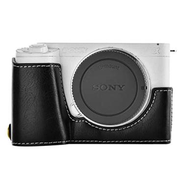 Imagem de MUZIRI KINOKOO Capa Sony ZV-E1 - Meia capa de couro PU para câmera Sony ZV-E1/ZVE1 - Capa protetora com versão de abertura inferior - preta
