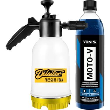 Imagem de PULVERIZADOR MANUAL E SNOW FOAM HÍBRIDO 2 EM 1 – 2L DETAILER + SHAMPOO DESENGRAXANTE MOTO-V 500ML VONIXX