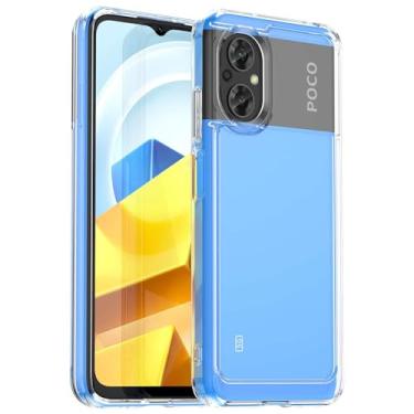 Imagem de Capa para Xiaomi Poco M5 4G, botão de pressão flexível, capa transparente, anti-impressões digitais. Proteção total de 360° - transparente