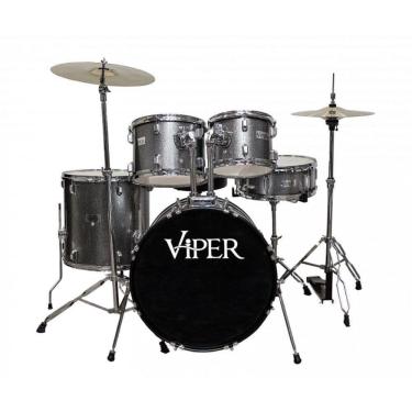Imagem de Bateria Acústica 20 X-Pro Viper Com Banco E Pratos Prata