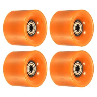 Imagem de PATIKIL Rodas Longboard de 60 mm com rolamentos ABEC-11, pacote com 4 rodas de rua para skates Cruiser substituição de roda 80A, laranja dourado