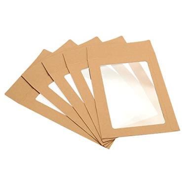 Imagem de PATIKIL Envelopes de janela de rosto inteiro, pacote com 10, 15 cm, transparente, dupla face para catálogos de fotos, marrom