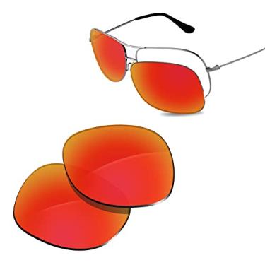 Imagem de Glintbay Lentes de óculos de sol de substituição 100% precisas para Ray-Ban RB3267 64 mm - Espelhado vermelho fogo polarizado