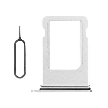 Imagem de Risidamoy Para iPhone 8 Plus Silver SIM Card Slot Substituição Single SIM Version 8Plus Adaptador de suporte de bandeja de cartão único com anel de borracha à prova d'água Ferramenta de remoção de