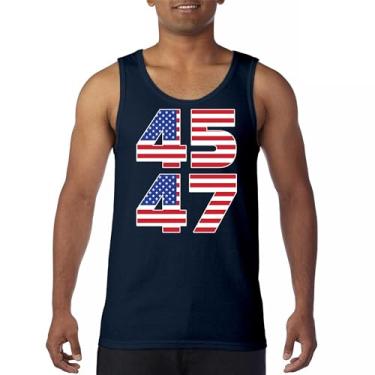 Imagem de Camiseta regata Donald J Trump 45 47 My President MAGA First Make America Great Again Republican Deplorable FJB masculina, Azul marinho, GG