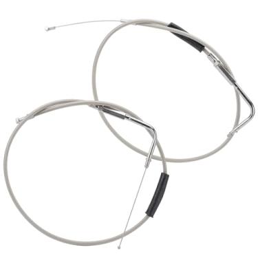 Imagem de VG MOTO Kit de cabo de acelerador trançado de 129,5 cm, extensão de aço inoxidável, cabo a gás de substituição para Harley Dyna Softail XL Sportster 883 1200 Fat Boy Heritage Road King