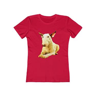 Imagem de English Bull Terrier 'Sheba' - Camiseta feminina de algodão torcido da Doggylips, Vermelho sólido, M