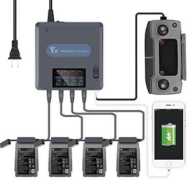 Imagem de Carregador de Mavic 2 Zoom com visor LCD da Hanatora compatível com bateria DJI Mavic 2 Zoom/Pro, hub de carregamento rápido multiparalelo 6 em 1, acessórios para drone