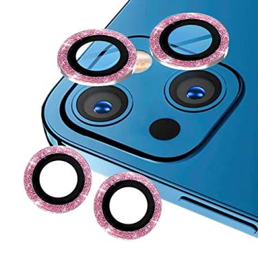 Imagem de Compatível com iPhone 14 14 Plus protetor de lente de câmera brilhante (6,1 e 6,7 polegadas), capa de câmera Apple brilhante com vidro transparente, acessórios de proteção de lentes de câmera traseira para mulheres e meninas (rosa)