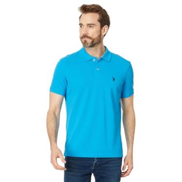 Imagem de U.S. Polo Assn. Camisa polo masculina slim fit lisa piquê, Beacon Blue, XXG