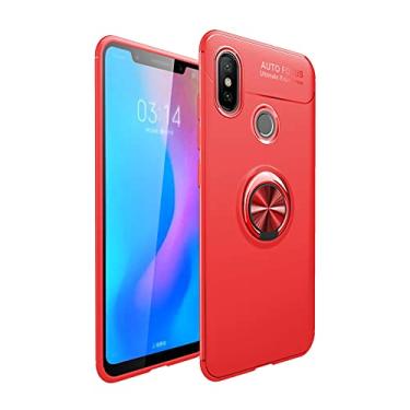 Imagem de Caso de proteção para xiaomi mi 6x / mi a2 caso macio Tpu. Caso à prova de choque 360 ​​graus de giro Metal Magnetic Ring Kickstand Dissipação de calor Anti-Fall Case Protetora(Rojo)
