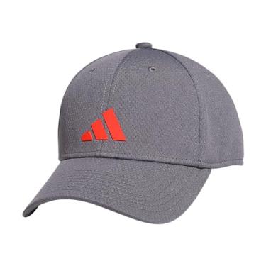 Imagem de adidas Boné masculino pré-lavado estruturado com ajuste elástico, cinza onix, vermelho brilhante, Cinza/Onix Vermelho-Brilhante, G