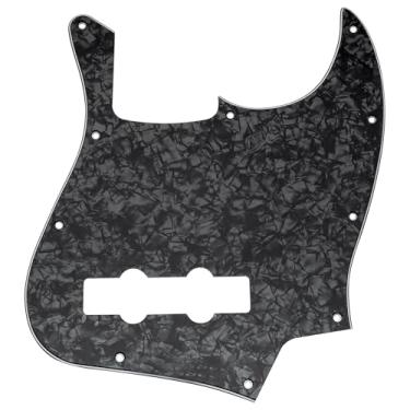 Imagem de Musiclily 10 Furos Escudo Baixo Pickguard para Fender EUA/Mexicana Standard Jazz Bass 4 Cordas, 4 Camadas Preto Perolado