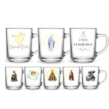 Imagem de Kit 3 Canecas De Café 255ml Gospel Vidro Santos Católico Lembrancinha Personalizada Artigo Religioso Presente Sagrado Igreja Gospel Refrigerante Bebidas (Graça)