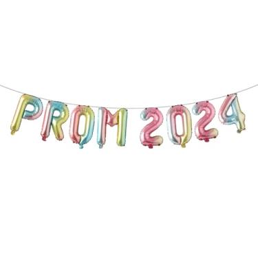 Imagem de Mylar Prom 2024 Balloons Hanging Foil Balloons Letter for High School College Grad Graduation Retirement Party Decorations Banner Sign for Prom Night Graduation Party (PROM 2024 Rainbow)
