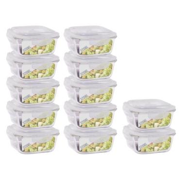 Imagem de Jogo 12 Potes Vidro Hermetico Pequeno Marmita Fit 320 Ml - Belo Vidro,