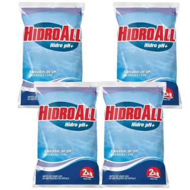 Imagem de Kit 4 Elevador De Ph Hidroall Hidro Ph+ Barrilha Leve 2kg