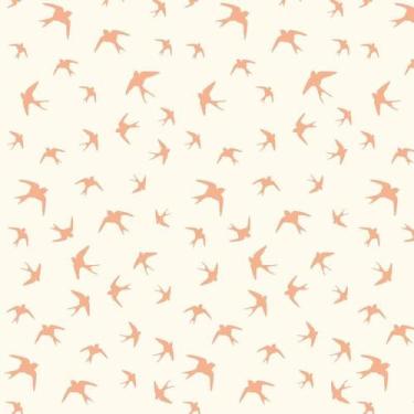 Imagem de Papel De Parede Pássaros Laranja Fundo Amarelo Autocolante - LRP