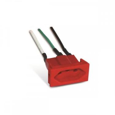 Imagem de Tomada Painel Steck Com Cabo 10A 250V Vermelha  S8630