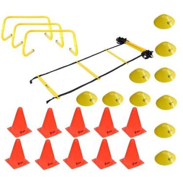 Imagem de Kit Funcional Escada de Agilidade + 3 Barreiras + 10 Cones + 10 Chapéu