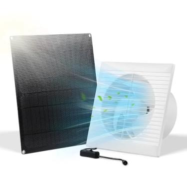 Imagem de SUNYIMA Exaustor movido a energia solar, à prova de intempéries de 15 W com ventilador solar CC para galinheiros pequenos, estufas, galpões, casas de animais de estimação, exaustor de janela
