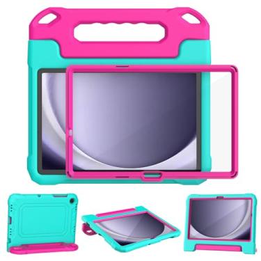 Imagem de YIHE Capa infantil para Samsung Galaxy Tab A9+/A9 Plus 28 cm 2023 (SM-X210/X216/X218), capa à prova de choque com suporte para tablet Galaxy A9 Plus com protetor de tela integrado, ciano e rosa