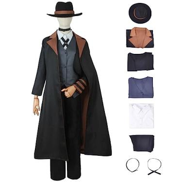 Imagem de FAZA Fantasia masculina Nakahara Chuuya cosplay bungo anime cães vadios cosplay uniforme trench coat traje de festa de Halloween, Nakahara Chuuya, M