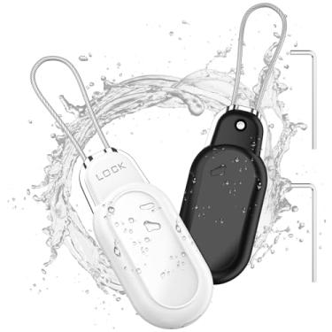 Imagem de Samsung Galaxy SmartTag2 pacote com 2 suportes seguros com trava de cabo de arame, capa à prova d'água (preto + branco)