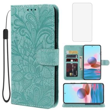 Imagem de Gufuwo Capa para Redmi Note 10/Redmi Note 10S/Redmi Note 11SE 4G/Poco M5S Capa carteira com protetor de tela de vidro temperado, capa flip de couro com suporte para cartão de crédito para Xiaomi Redmi