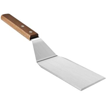 Imagem de Espátula de aço inoxidável, espátula de grelha com cabo de madeira, espátula de chapa de metal de aço inoxidável para frigideira de ferro fundido, espátula de metal resistente, raspador de grelha de