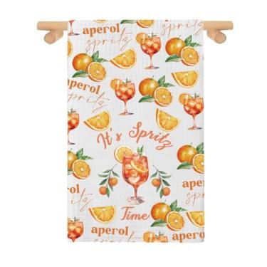 Imagem de PXTIDY Aperol Spritz Toalha Aperol Spritz Presente Toalha de Dama de Honra Italiana Bachelorette Cocktail Toalha de Prato Presente de Cozinha (It's Spritz Time Towel)