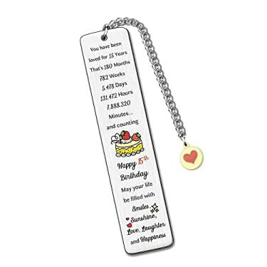 Imagem de Marcadores de livro de aniversário de 15 anos, lembrete de amor, irmã, irmão, melhor amiga, melhores desejos, lembrança, presente de aniversário, filho, filha, que sua vida seja preenchida com
