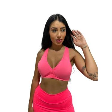 Imagem de top nadador com forro sem bojo feminino fitness - TB modas, Rosa, M